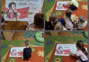 dzieci układają plakat Narodowego Czytania 2026