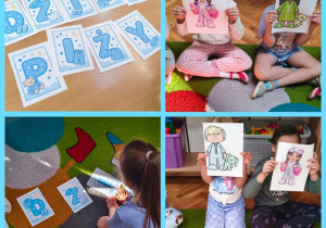dzieci układają napis i prezentują obrazki
