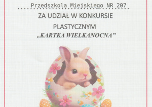 dyplom - konkurs plastyczny - kartka wielkanocna - marzec 2024
