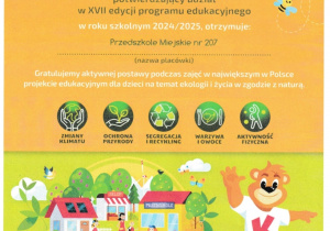 certyfikat - udział w programie edukacyjnym - Kubusiowi przyjaciele natury - marzec 2025