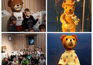 dzieci odwiedzają Misia Uszatka