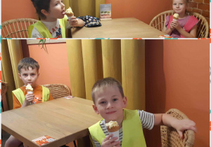 dzieci jedzą lody