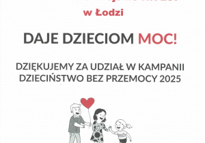 podziękowanie za udział w kampanii dzieciństwo bez przemocy