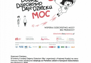 podziękowanie Fundacji Dajemy Dzieciom Siłę