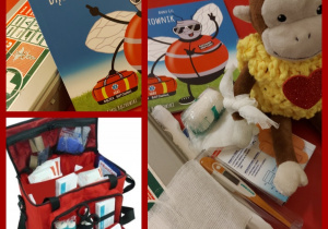 razem z dziećmi o pierwszej pomocy uczy się małpka