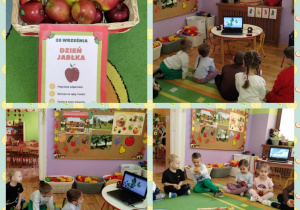 dzień jabłka - dzieci ogladają film edukacyjny
