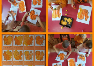 dzieci wykonują portret wiewiórki