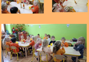 dzieci degustują sok o smaku marchewki