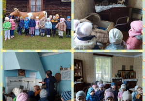 dzieci oglądają jurajską zabytkową chatę