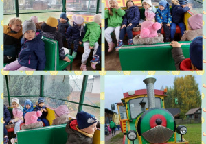 dzieci zwiedzają jurę krakowsko-częstochowską jadąc kolejką wycieczkową