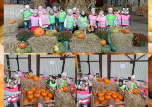 dzieci zwiedzają farmę dyń