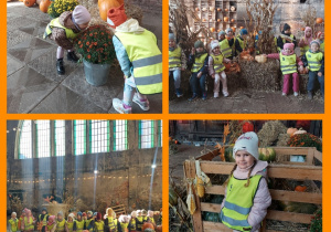 dzieci pozują do zdjęć z dyniami