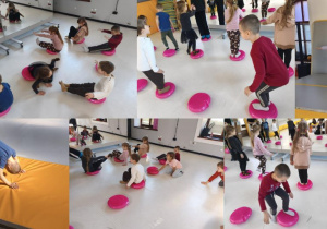 dzieci ćwiczą zachowując bezpieczeństwo