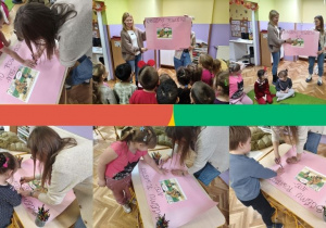 dzieci wykonują plakat - obcemu powiedz nie