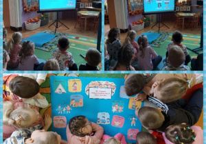 dzieci oglądają prezentację o prawach dziecka