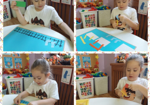 Klara wykonuje pracę plastyczną - wycina, wykleja