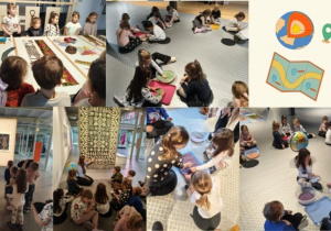 dzieci poznają tkaniny z różnych kontynentów