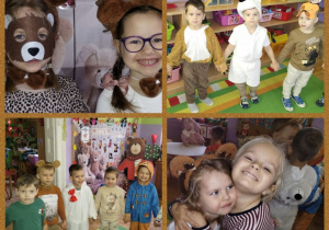 dzieci w misiowych strojach podczas zabaw muzycznych