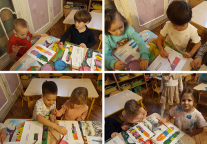 dzieci malują farbami akrylowymi