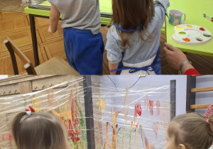 dzieci malują na folii