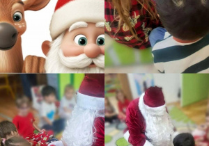 Mikołaj rozdaje słodkie prezenty