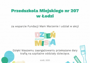 dyplom od fundacji dla przedszkola