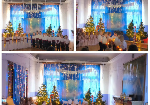 dzieci podczas uroczystości świątecznej