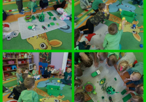 dzieci poszukują koloru zielonego w sali