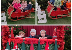 dzieci w saniach Mikołaja