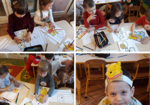 dzieci kolorują opaski i wybrane obrazki