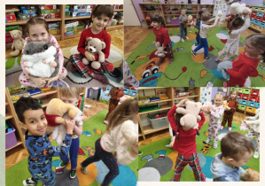 dzieci bawią się pluszakami