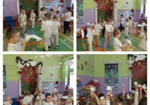 dzieci i śnieżne kule