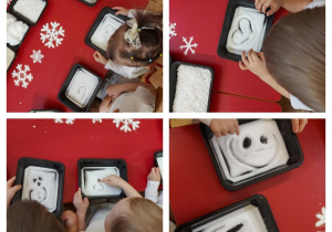 dzieci rysują paluszkami w soli