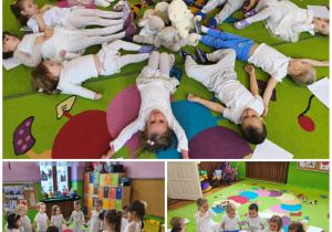 dzieci bawią się na dywanie