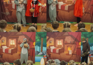 wilk i Czerwony Kapturek w domku babci