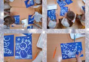 dzieci malują białymi farbami