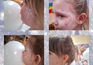 dzieci malują twarze w zimowe wzory