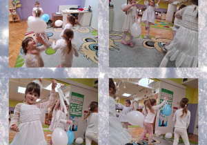 dzieci tańczą ze wstążkami