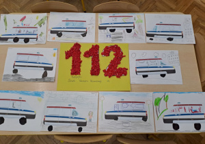 prace dzieci - karetki i numer 112
