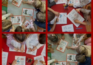 dzieci kolorują poznane numery alarmowe i pojazdy służb ratunkowych