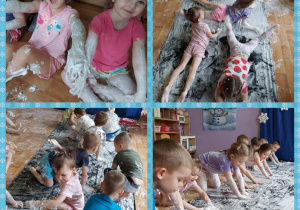 dzieci bawią się na piankowym śniegu