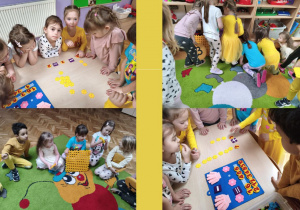 dzieci szukają wokół siebie koloru żółtego