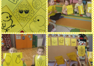 dzieci wskazują kolor żółty wokół siebie