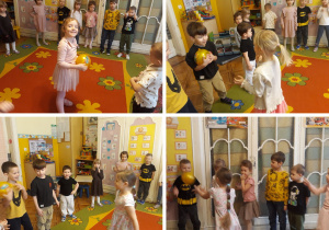 dzieci bawią się żółtą piłką