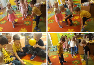 dzieci przeskakują przez gumę