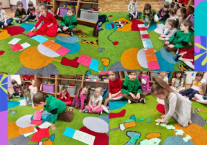 dzieci układają napis z rozsypanki - Dzień Dinozaura