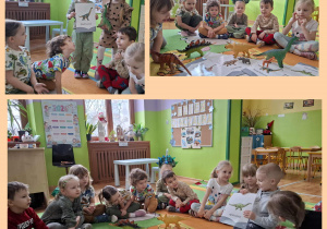 dzieci odgadują zagadki o dinozaurach