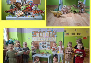 dzieci prezentują swoje dinozaury