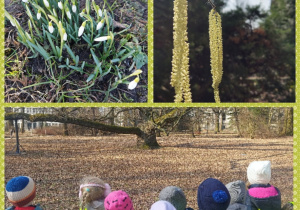 dzieci obserwują wiosenny park