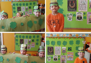 dzieci uczestniczą w zabawach z okazji "Dnia Świętego Patryka"